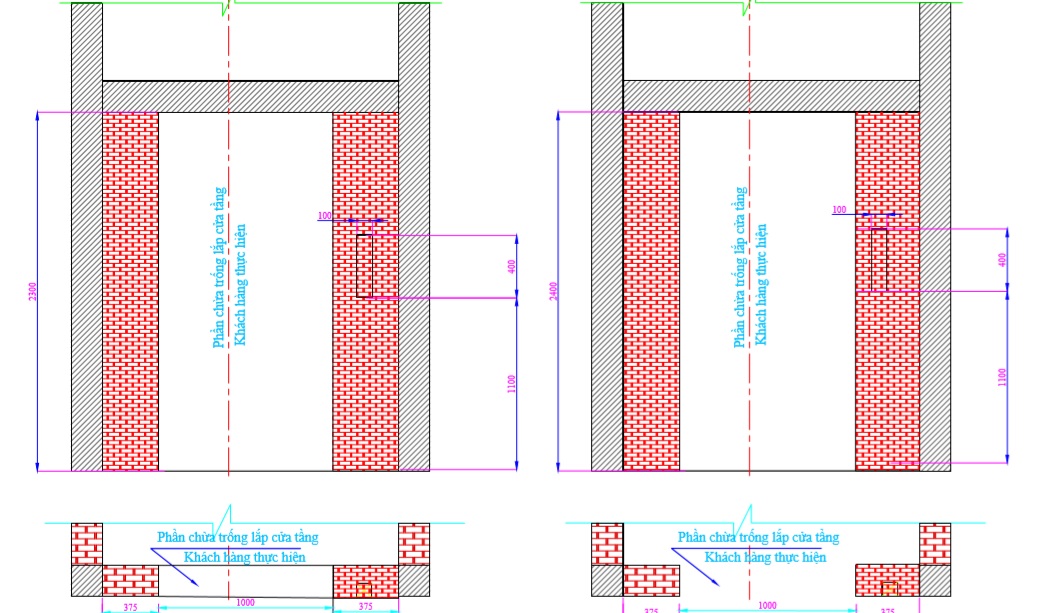 Bản vẽ xây dựng cửa thang máy